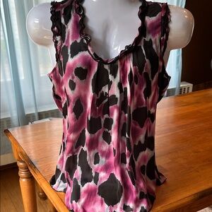 Dress Barn Pink and Black Animal Print Tank Top